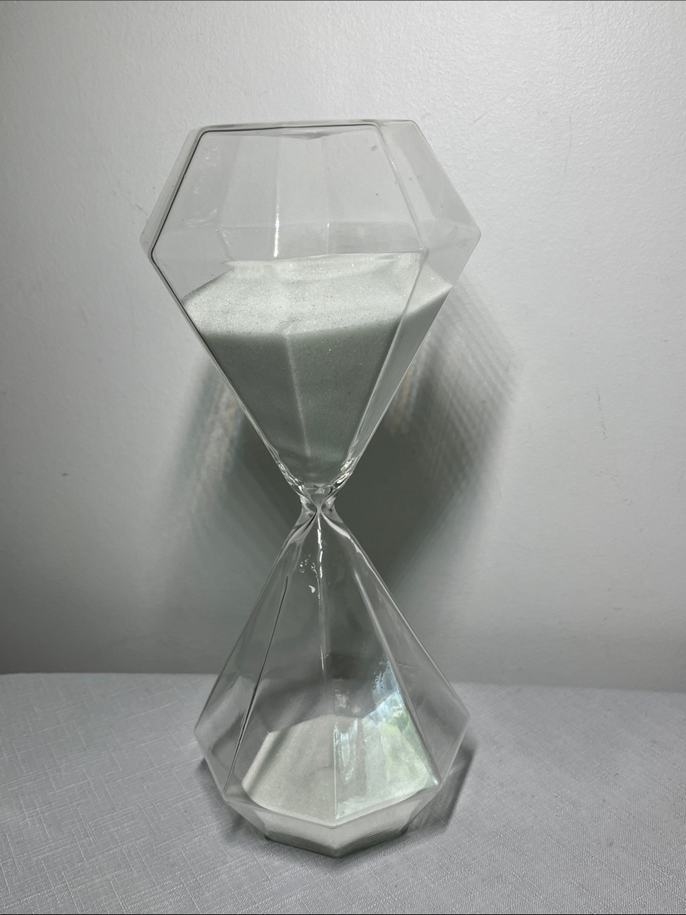 Large Geometric Glass Hourglass with White Sand
Bold. Classic
